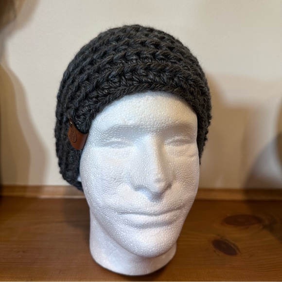 Unisex, chunky charcoal, hand knit, headband/ear warmer band. 4” x 22”. - Picture 1 of 10